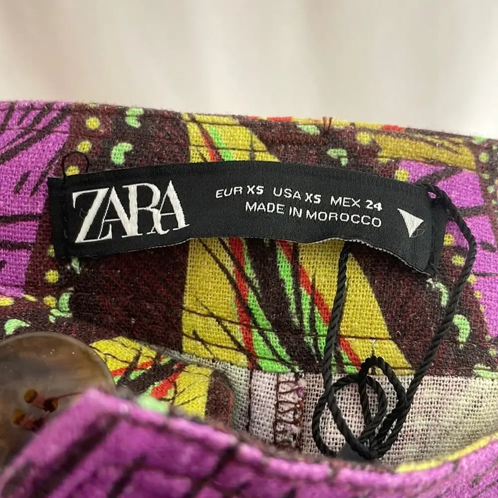 NWOT Zara purple floral linen pants